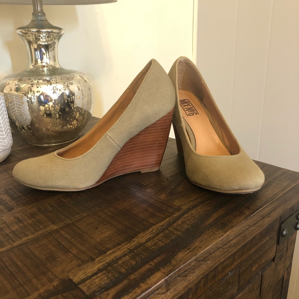 Olive green wedge heel